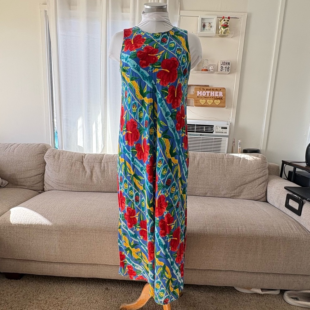 Vintage Young Hawaii By Liberty House Aloha Hawaiian Floral Maxi Dress